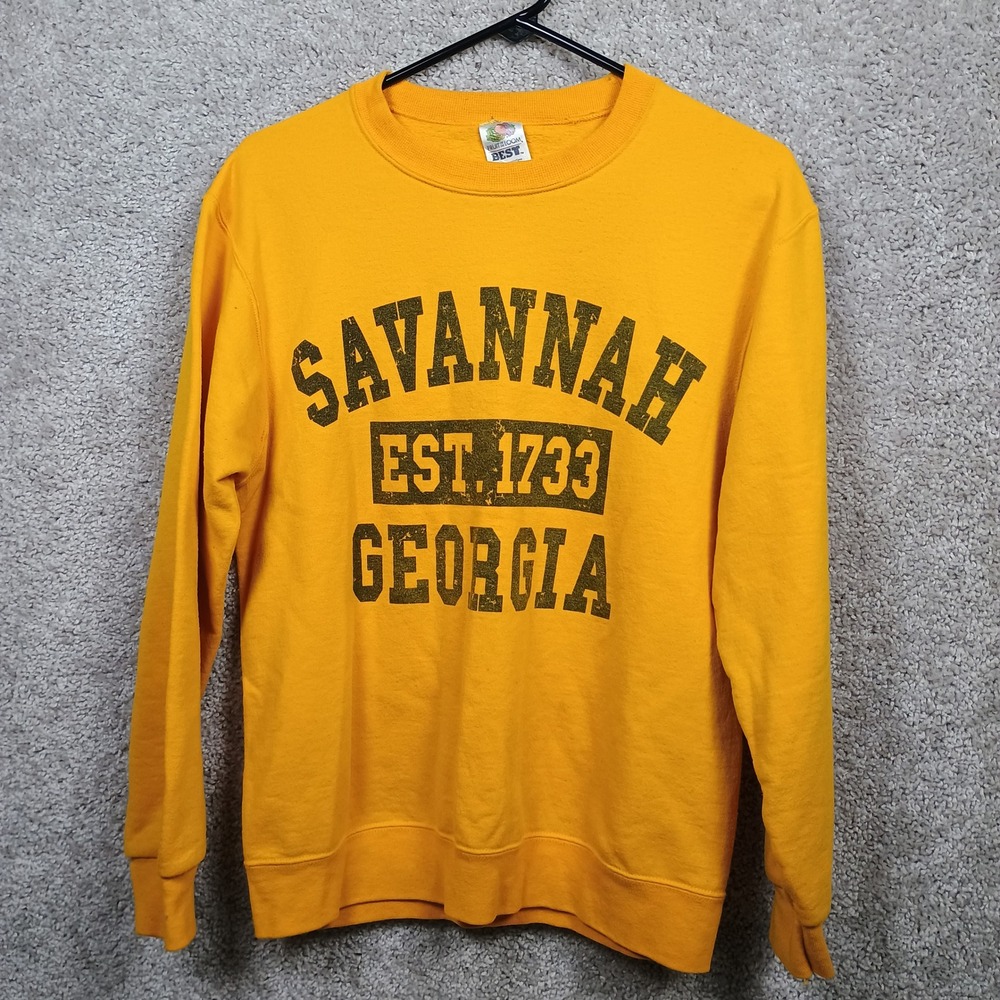 Vintage Fruit of the Loom Savannah Georgia Sweatshirt Yellow Unisex‎ Small